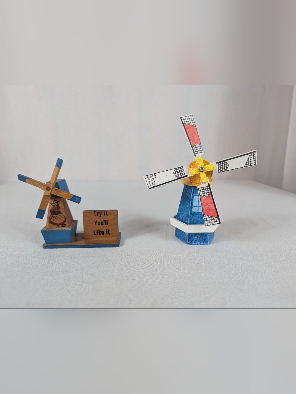 Vintage Wooden Windmill Decor Dutch Holland Try it You'll Like it Blue Red Brown